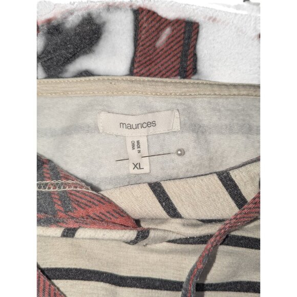 Maurices XL Striped Hoodie Sweatshirt Women’s Cozy Pullover Plaid Hood Casual To - Picture 3 of 6